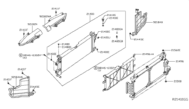 2016 Nissan Leaf  Mounting Rubber-Radiator, Upper Diagram for 215069BL0A