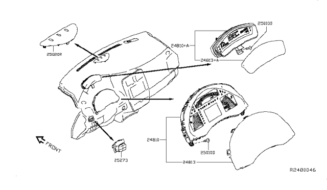 2015 Nissan Leaf Cover - Front Meter Diagram for 248133EM1B