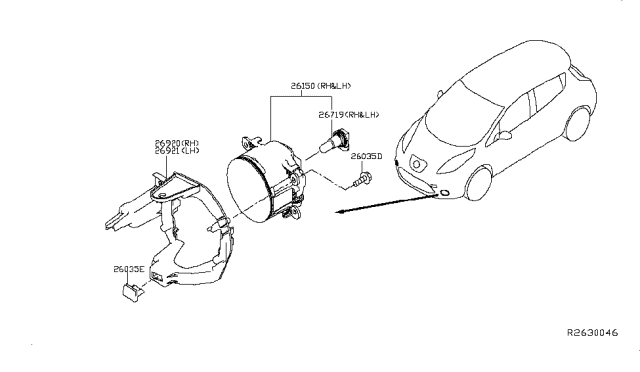 2017 Nissan Leaf  Bracket-Fog Lamp Diagram for 269103NA0A