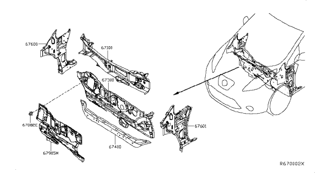 2014 Nissan Leaf Member-Dash Lower Cross Diagram for F74023NFMA