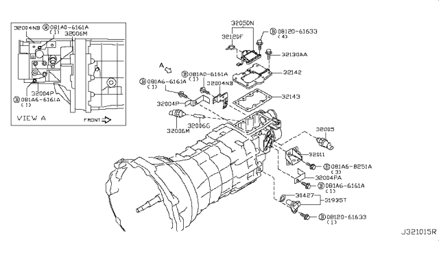 2011 Nissan 370Z  O Ring Diagram for 22131CD80A