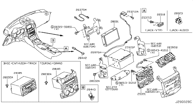 2018 Nissan 370Z Switch Assy-Its & Audio Diagram for 283951EA0A