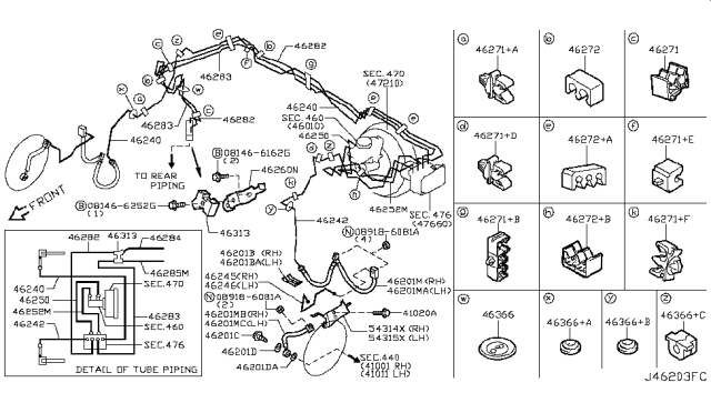 2009 Nissan 370Z  Grommet Diagram for 46366JF00A