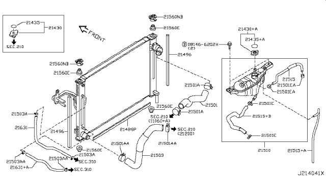 2015 Nissan 370Z  Hose-Auto Transmission Oil Cooler Diagram for 21632JK000