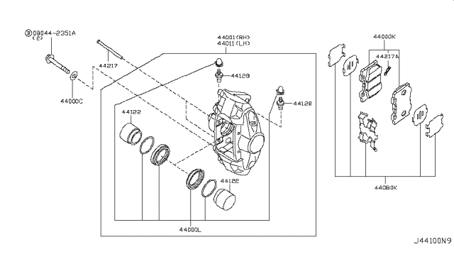 2017 Nissan 370Z  Disc Brake Pads Kit Diagram for D4060JL00J