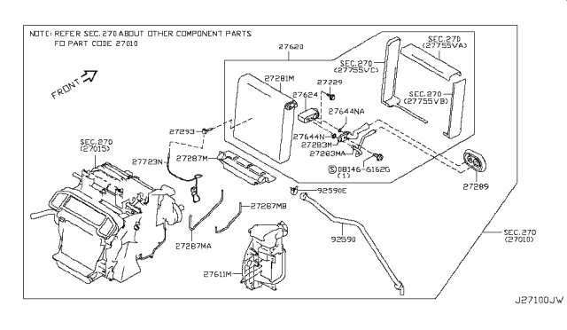 2011 Nissan 370Z Seal-Cooling Unit Diagram for 272871EA0A