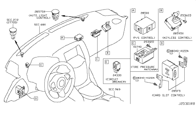 2009 Nissan 370Z Cont Assembly Diagram for 285F51EA0A
