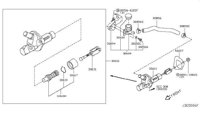 2019 Nissan 370Z Cap Assembly Reservoir Diagram for 460203S501
