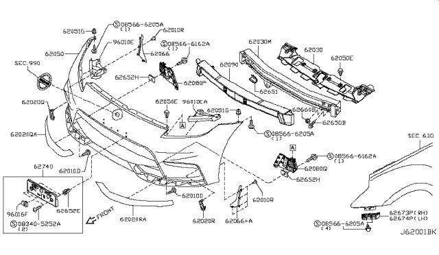 2019 Nissan 370Z Screw Diagram for 76838JF00A