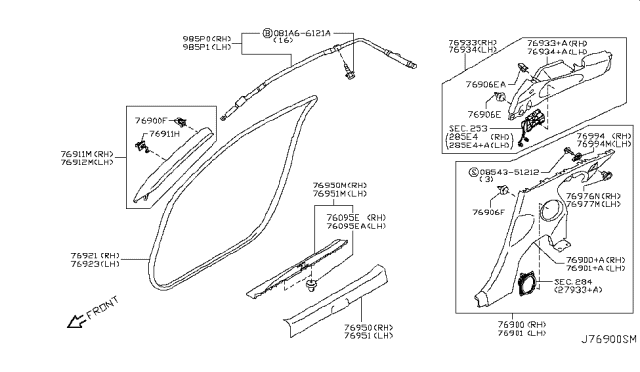 2014 Nissan 370Z  FINISHER Rear Side L Diagram for 769011EA1E