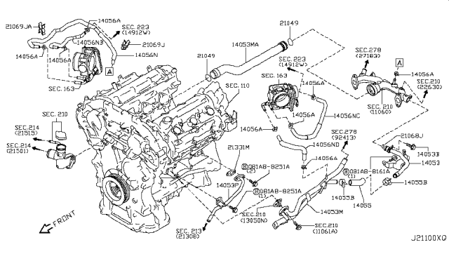 2018 Nissan 370Z  Pipe-Water Diagram for 21021JK20A