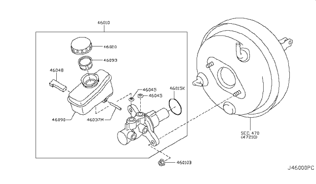 2014 Nissan 370Z  Cylinder Assy-Brake Master Diagram for D60106GA0A