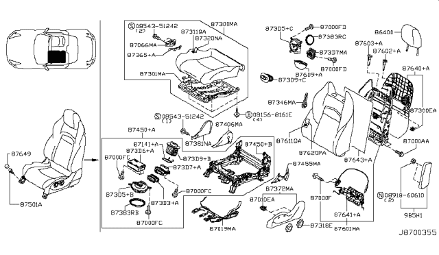 2016 Nissan 370Z  Bolt-Special Diagram for 876N96GA0D
