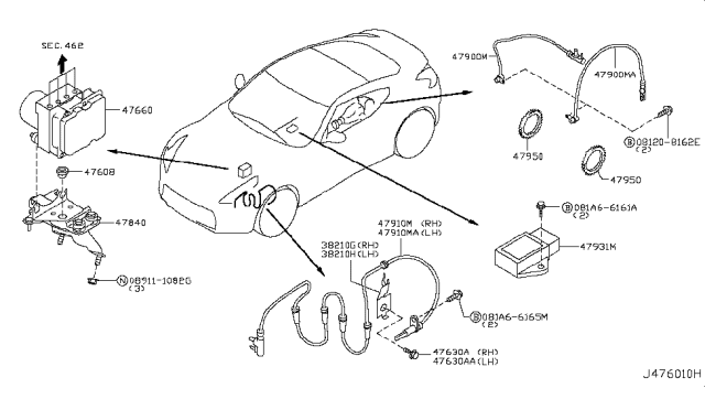 2017 Nissan 370Z  Bracket-Actuator Diagram for 47840JK600
