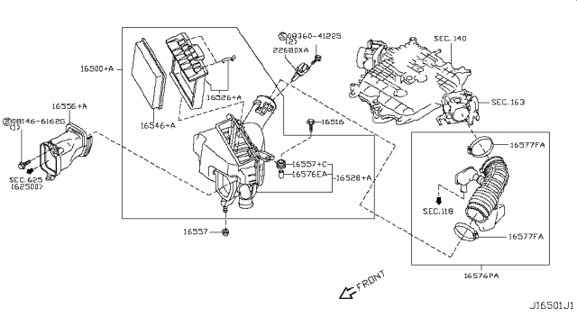 2017 Nissan 370Z  Duct-Air Diagram for 16554JK23D