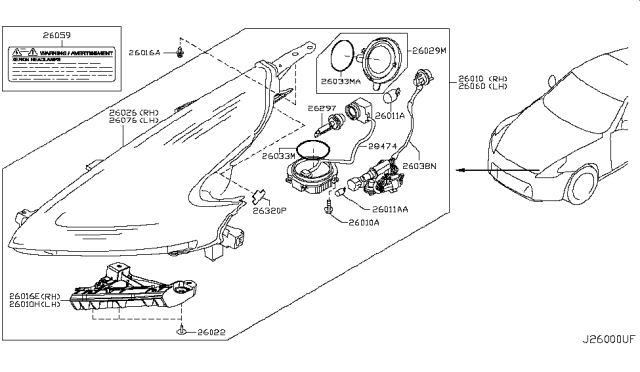 2015 Nissan 370Z Cover-Socket Diagram for 260301EA0A