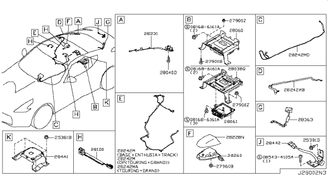 2019 Nissan 370Z  Microphone Assy-Active Noise Control Diagram for 281D02V70A