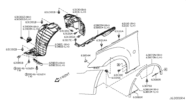 2014 Nissan 370Z  Clip Diagram for 638489Y000