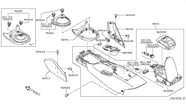 2010 Nissan 370Z  Body - Console Diagram for 969111EA1A