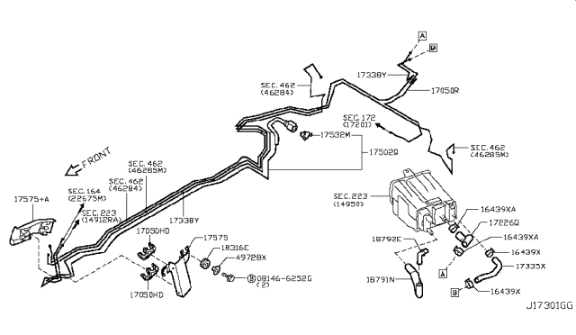 2010 Nissan 370Z  Hose-EVAPOLATION Diagram for 17335CE800
