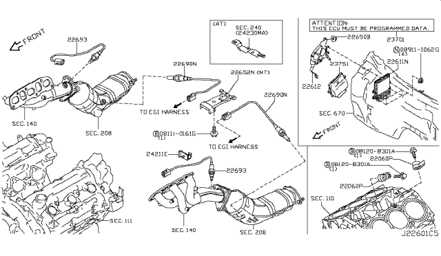2014 Nissan 370Z  Clip EGI Harness Diagram for 24220EY00A