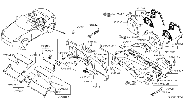 2011 Nissan 370Z  Clip Diagram for 0155400291