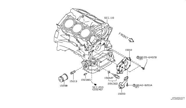 2013 Nissan 370Z  Oil Filter Assembly Diagram for 1520865F0D