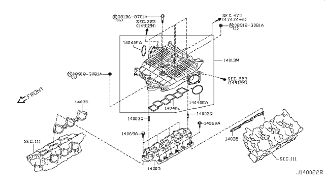 2011 Nissan 370Z  Manifold - Intake Diagram for 14003EY00A