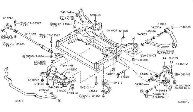 2009 Nissan 370Z  Nut Diagram for 089183402A