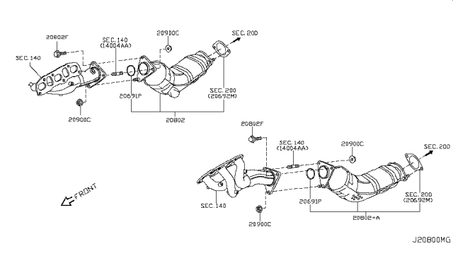 2015 Nissan 370Z Three Way Catalytic Converter Diagram for B08B21ET0B