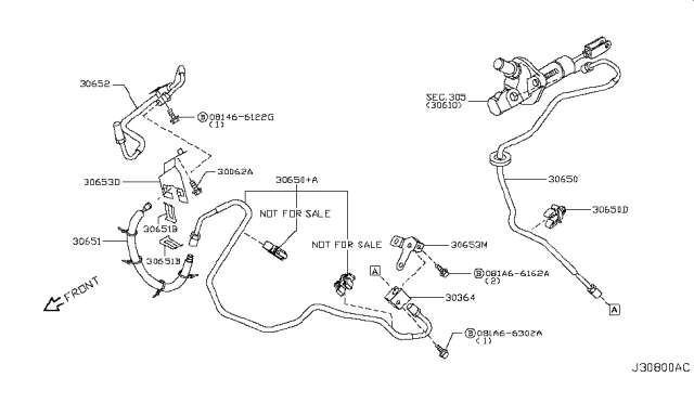 2009 Nissan 370Z  Hose ASY Clutch Diagram for 30855JK00B