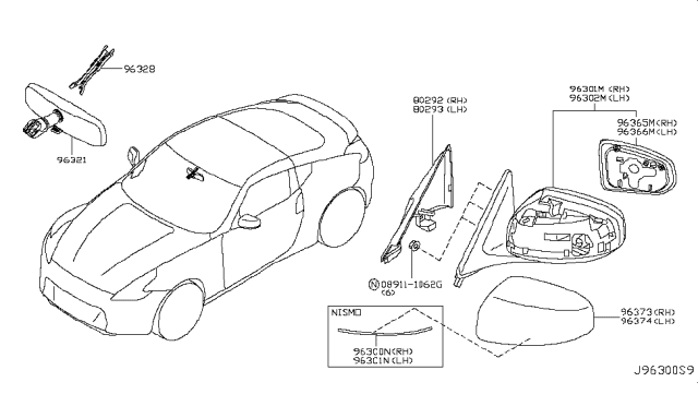 2019 Nissan 370Z Mirror Assembly-Door, LH Diagram for 963021EA0A