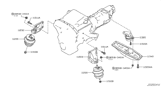2017 Nissan 370Z Engine Mounting Bracket, Right Diagram for 112321PM0A