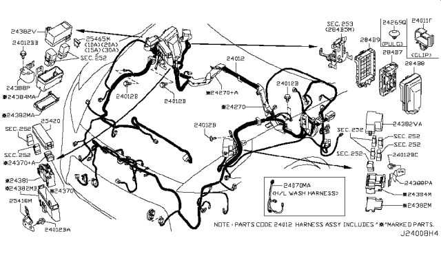 2013 Nissan 370Z  Cover-Relay Box Diagram for 24372AL500
