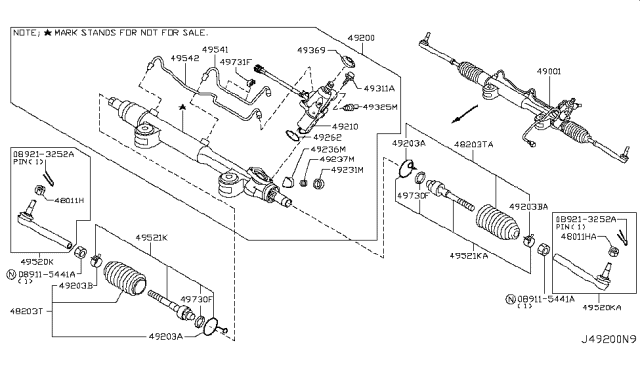 2009 Nissan 370Z  Tube Assy-Cylinder Diagram for 49541JK60A