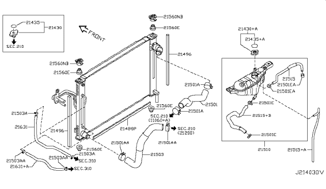 2012 Nissan 370Z Hose-Radiator Reservoir Tank Diagram for 21742JK00A