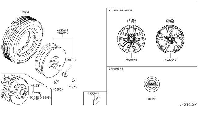 2015 Nissan 370Z  Aluminum Wheel (19X9 5 Y-Spoke) Diagram for D0C003GY4A