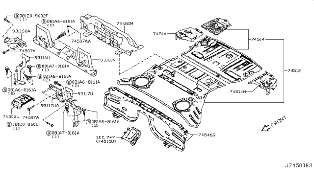2015 Nissan 370Z  Bolt Diagram for 933991ET0A