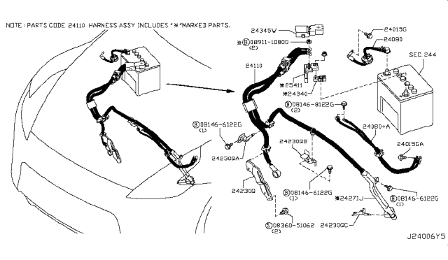 2011 Nissan 370Z Bracket Diagram for 24230JL00A