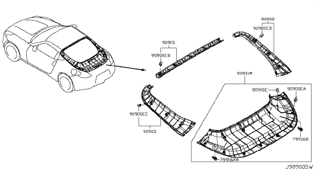 2011 Nissan 370Z  Hook-Rear Parcel Shelf Diagram for 799171EA1A
