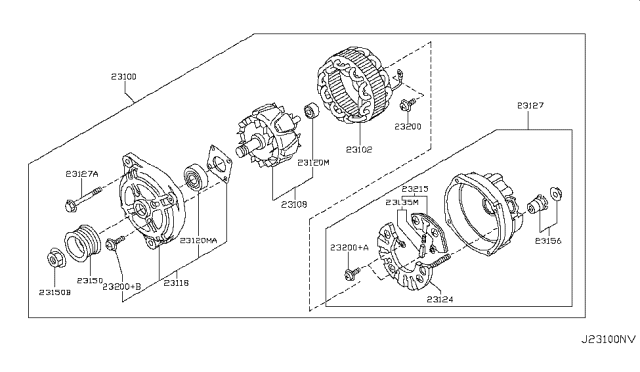 2010 Nissan 370Z STATOR Assembly Diagram for 23102JA11A