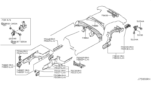 2017 Nissan 370Z  Bolt Diagram for 01125N0101