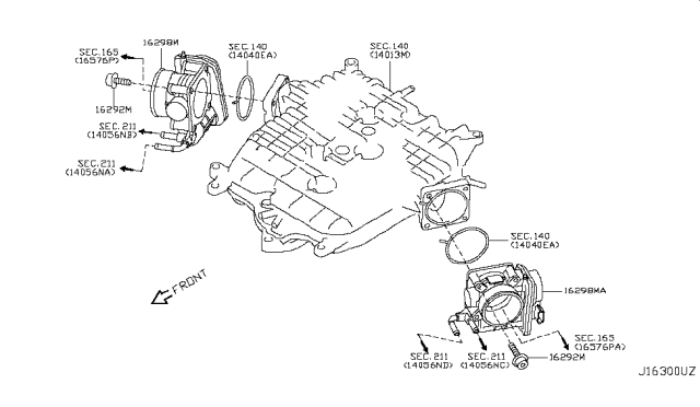 2011 Nissan 370Z  Throttle Body Assembly Diagram for 16119JK20B