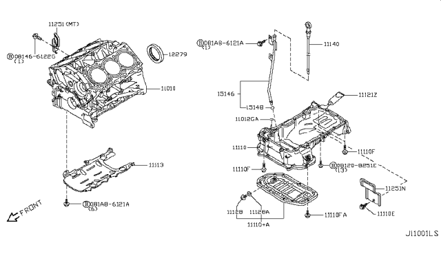 2019 Nissan 370Z Cylinder Block Diagram for 11000EY37B
