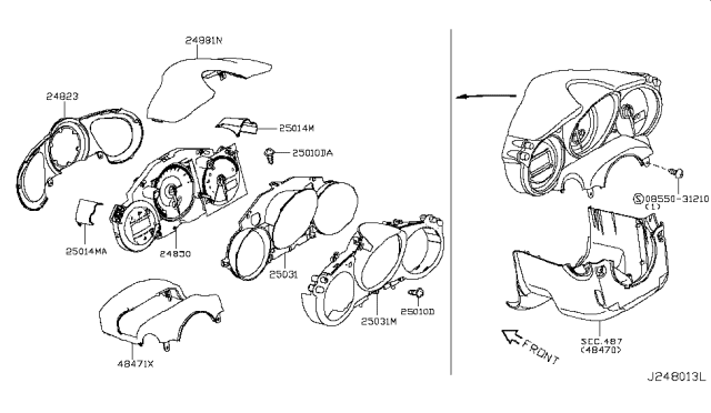 2013 Nissan 370Z Speedometer Assembly Diagram for 248201TG1A
