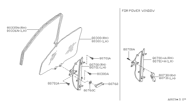 1996 Nissan Quest  Glass Run Rubber-Front Door RH Diagram for 803300B001