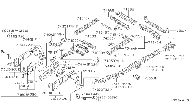 1998 Nissan Quest  Plate-Closing, Front Side Member LH Diagram for 751317B030