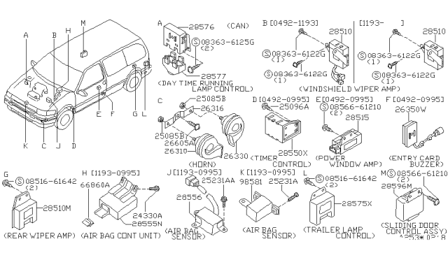 1995 Nissan Quest  Control Assembly-Lighting Diagram for 285750B710