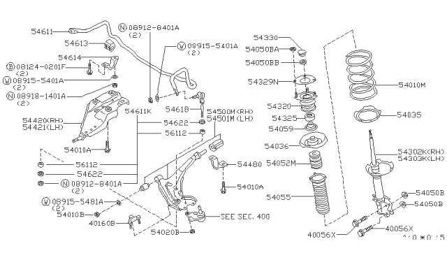 1994 Nissan Quest  Bolt Diagram for 4005671L00