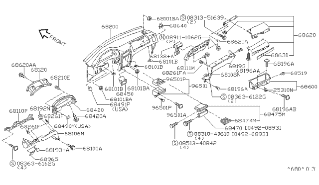 1993 Nissan Quest Screw Diagram for 0831040610